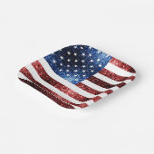 USA Flaggen Rot und Blau Glitzern Glitzer Pappteller (Gewinkelt)