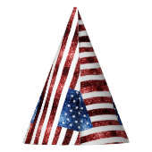 USA Flaggen Rot und Blau Glitzern Glitzer Partyhütchen (Rückseite)