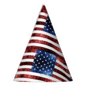 USA Flaggen Rot und Blau Glitzern Glitzer Partyhütchen (Links)