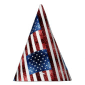 USA Flaggen Rot und Blau Glitzern Glitzer Partyhütchen (Rechts)