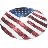 USA Flaggen Rot und Blau Glitzern Glitzer Polyester Weihnachtsbaumdecke (Schrägansicht)
