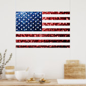 USA Flaggen Rot und Blau Glitzern Glitzer Poster (Küche)