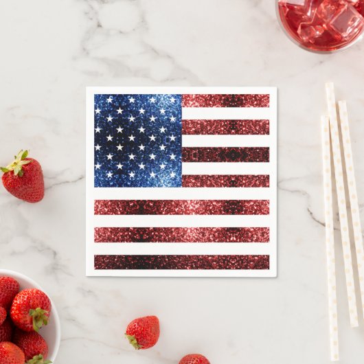 USA Flaggen Rot und Blau Glitzern Glitzer Serviette (Beispiel)
