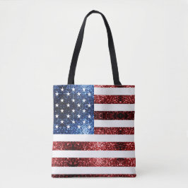 USA Flaggen Rot und Blau Glitzern Glitzer Tasche