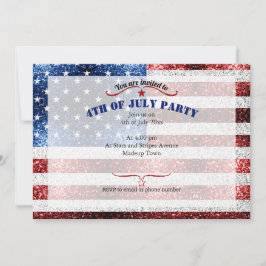 USA Flaggen Rot-Weiß-Glitzern Glitzer 4. Juli Einladung