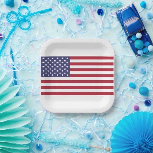 USA Flaggen rot weiß und blau Pappteller (Party)