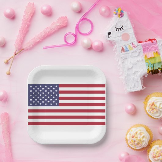 USA Flaggen rot weiß und blau Pappteller (Party)