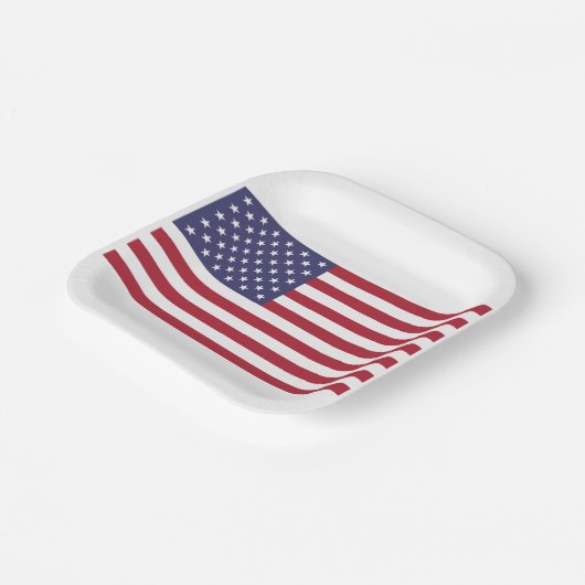 USA Flaggen rot weiß und blau Pappteller (Gewinkelt)