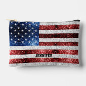 USA Flaggen Roter Glitzern Individuelle Name Zubehörtasche (Vorderseite)