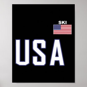 USA-Flaggen-Ski-Team Cool Ski-Ausrüstung für Skifa Poster