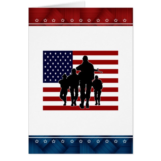 USA-Flaggen-Soldat-Silhouette-leere Karte (Vorne)