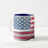 USA-Flaggen-Tasse Zweifarbige Tasse (Vorderseite Links)