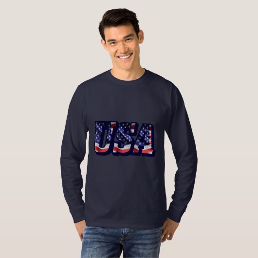 USA Flaggenbriefe, Flag Men's Basic Long Sleeve T- T-Shirt (Vorne ganz)