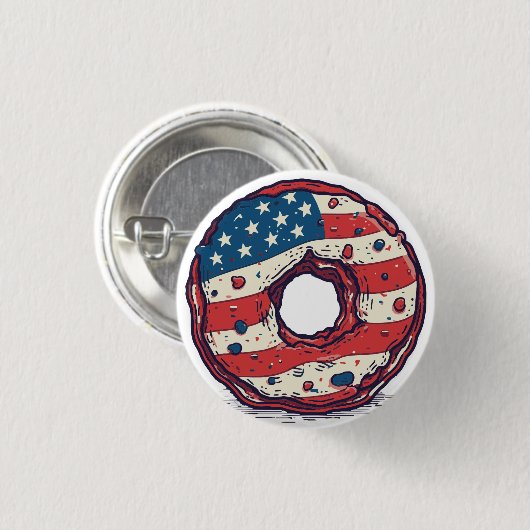 🍩 USA Flaggendonut Button (Vorne & Hinten)