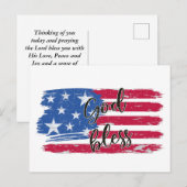 USA Flaggengott segne Amerika Patriotisch Postkarte (Vorne/Hinten)