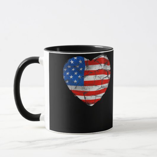 USA Flaggenherz 4. Juli Roter Blaue Stars Tasse (Links)