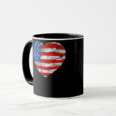 USA Flaggenherz 4. Juli Roter Blaue Stars Tasse (Vorderseite Links)