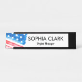 USA Flaggenmarke Watercolor American Flag Custom Schreibtischnamensplakette (Vorderseite )