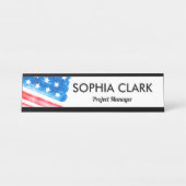 USA Flaggenmarke Watercolor American Flag Custom Schreibtischnamensplakette (Vorderseite )