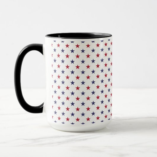 USA Flaggenrot und Flaggenblauer Sterne Tasse (Links)