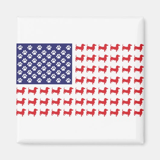 USA-Flaggenstaaten-Dackel Magnet (Vorne)
