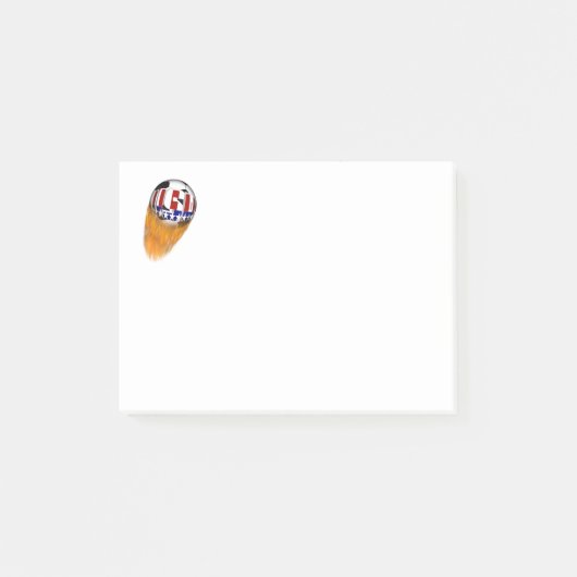 USA Flaming Soccer Ball Post-it Klebezettel (Vorderseite)