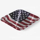 USA Flapping Flag Red, White Stripes, Starry Blue Pappteller (Gewinkelt)