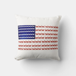 USA Flat Cats Red White and Blue Throw Pillow Kissen
