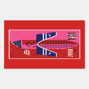 USA ~ Fliege BOAC Rechteckiger Aufkleber