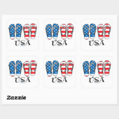 USA Flip Flops Quadratischer Aufkleber (Blatt)