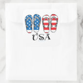 USA Flip Flops Quadratischer Aufkleber (Tasche)