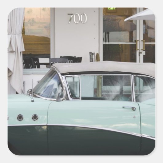 USA, Florida, Miami Beach: South Beach, 1956 Quadratischer Aufkleber (Vorderseite)