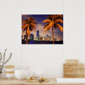 USA, Florida, Miami-Skyline bei Dämmerung Poster (Küche)