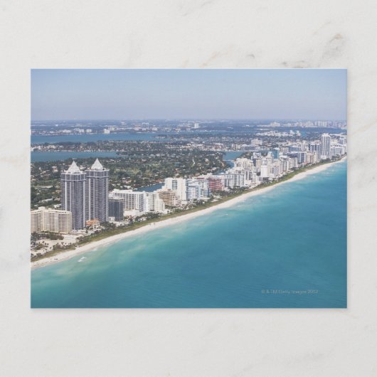 USA, Florida, Miami, Stadtbild mit Strand Postkarte (Vorderseite)