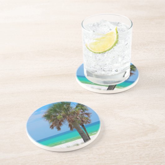 USA, Florida. Palmen an der smaragdgrünen Küste Getränkeuntersetzer (Seite)