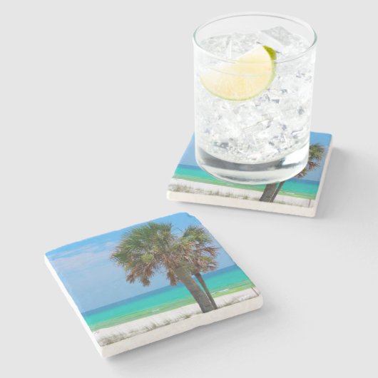 USA, Florida. Palmen an der smaragdgrünen Küste Steinuntersetzer (Seitenansicht)