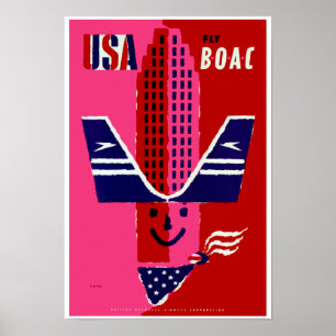 USA ~ Fly BOAC Poster