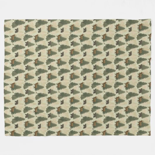 USA Forest Bears Elk Rabbits Nature Pattern Fleecedecke (Vorderseite (Horizontal))