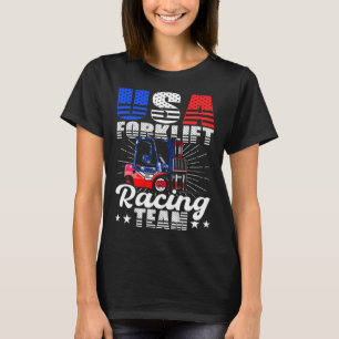 USA Forklift Operator Racing Team Warehouse T-Shirt