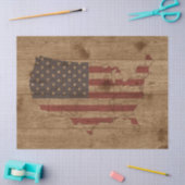 USA Form amerikanische Flagge über rustikales Holz Seidenpapier (Basteln)