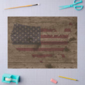 USA Form amerikanische Flagge über rustikales Holz Seidenpapier (Basteln)