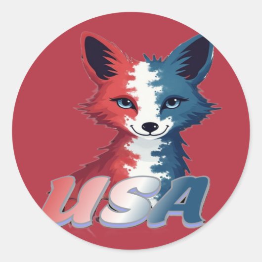 USA Fox Runder Aufkleber (Vorderseite)