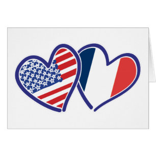 USA Frankreich Liebe Hearts