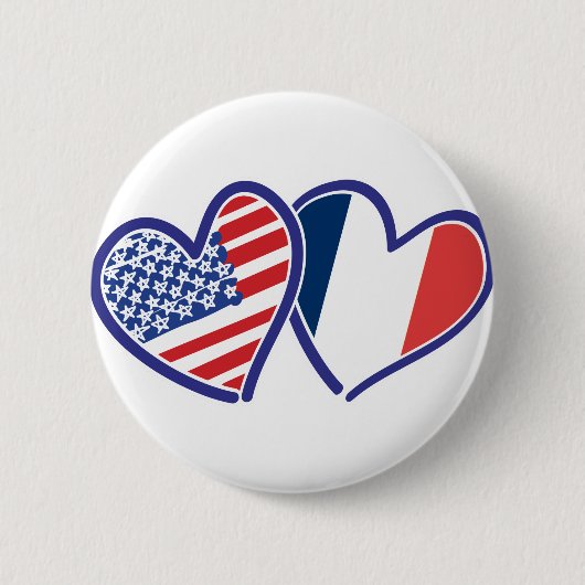 USA Frankreich Liebe Hearts Button (Vorderseite)