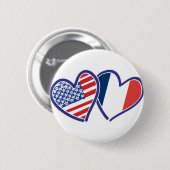USA Frankreich Liebe Hearts Button (Vorne & Hinten)
