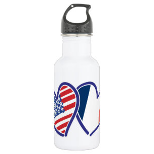 USA Frankreich Liebe Hearts Trinkflasche