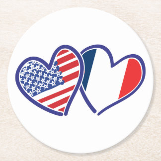 USA - Frankreich - Liebe Runder Pappuntersetzer