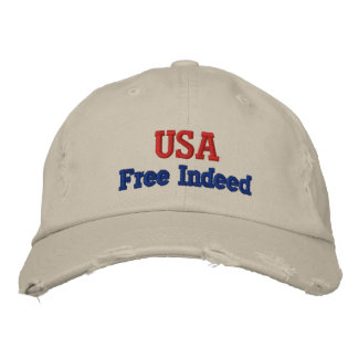 USA FREE INDEED MEN'S WHITE CAP BESTICKTE BASEBALLKAPPE