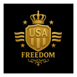 USA Freedom Golden Emblem Glossy Poster