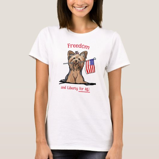 USA Freedom Yorkie Terrier T-Shirt (Vorderseite)